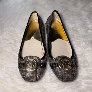 Michael Kors Black and Gold Textured Flats